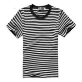 Mariner Shirt Retro Navy-Striped Shirt Summer Short Sleeve Striped Bottoming Shirt Men's and Women's round Neck T-shirt