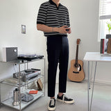 Mariner Shirt Short-Sleeved Knitting Polo Shirt Men's Summer Korean Style Loose Retro