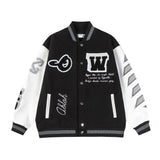 Off White Jacket Spring and Autumn OW Moon Letter Pattern Baseball Jacket Jacket