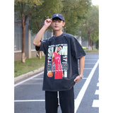 Basket Ball Star T Shirt Basketball Chris Bosh Printed Washed Distressed Short Sleeve T-shirt