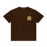 Amiri T Shirt Tiger Pattern Letter Print Casual round Neck Short Sleeve T-shirt