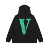 Vlone Hoodie autumn and winter green big V letter hooded sweater