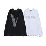 Vlone Hoodie Autumn Winter Hot Diamond Alphabet Hooded