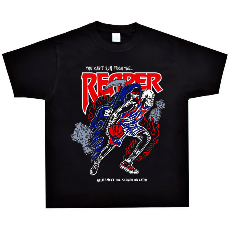 Basket Ball Star T Shirt Basketball Kevin Durant Washed Distressed Printed T-Shirt Personalized Short Sleeve Pure Cotton