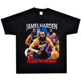Basket Ball Star T Shirt Basketball Washed Distressed James Harden Printed T-shirt Retro Short Sleeve Cotton