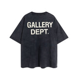 Gallery Dept T Shirts Vintage Distressed Loose Wash Short Sleeve Gallery Dept Printed Men and Women Base Te