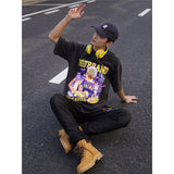 Basket Ball Star T Shirt Washed Worn-out Kelkuzma Short-Sleeved Printed T-shirt Vintage Pure Cotton