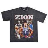 Basket Ball Star T Shirt Wash Distressed T-shirt Retro Short Sleeve