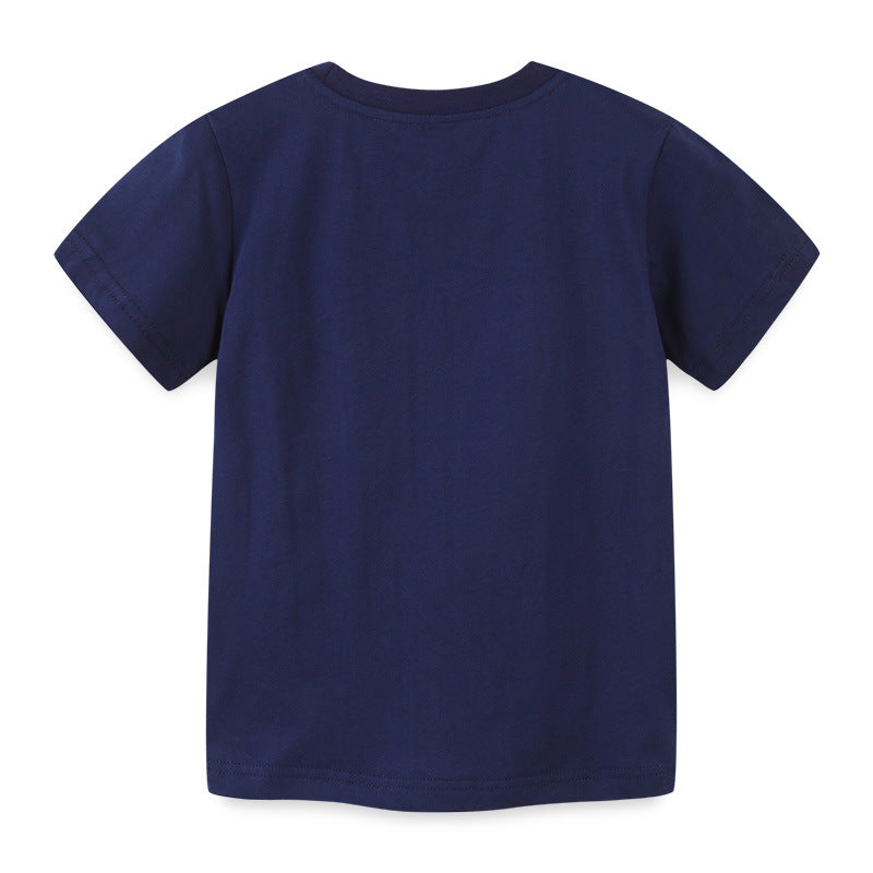 Boy T Shirt Children's Short-Sleeved T-shirt Knitted Cotton Summer Boys T-shirt Cartoon