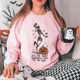Halloween Skeleton & Pumpkin Print Sweatshirts Casual Long