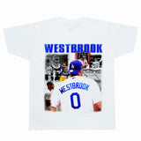 Basket Ball Star T Shirt Basketball Washed Distressed Printed Short Sleeve American Retro T-shirt Pure Cotton