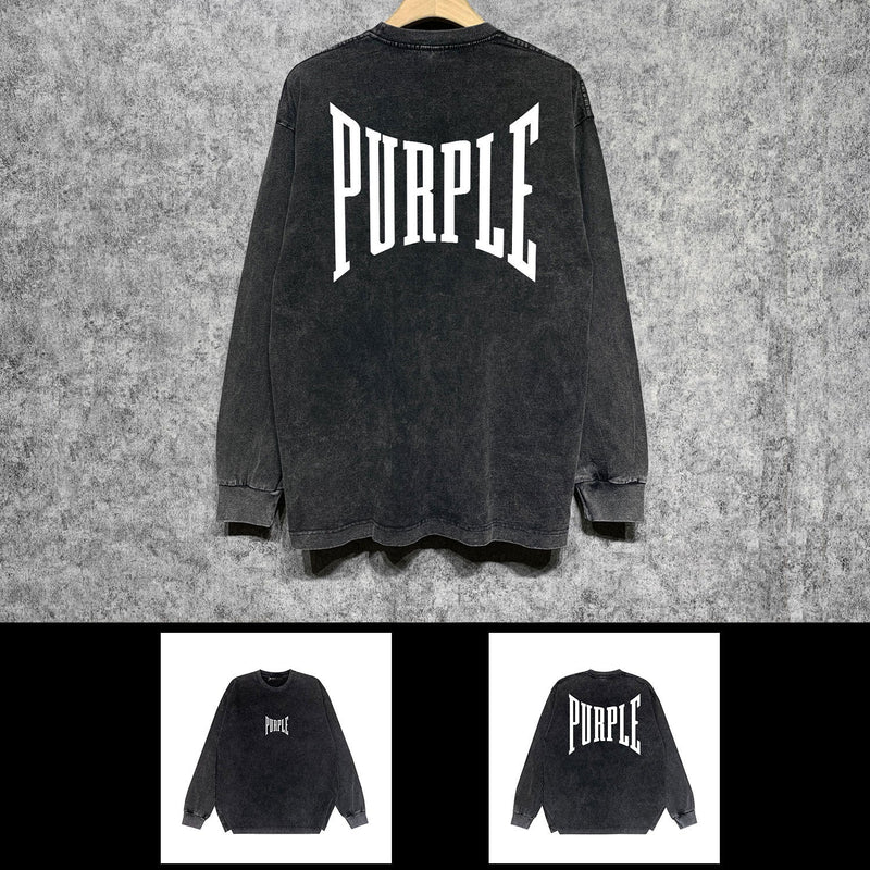 Purple Brand Distressed Long Sleeve Shirt Fashion Distressed Loose Long-sleeved Top