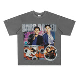 Film Star T Shirt Short Sleeve Retro American Street T-shirt for Men and Women