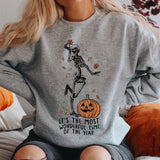 Halloween Skeleton & Pumpkin Print Sweatshirts Casual Long