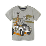 Boy T Shirt Children's T-shirt Children Cartoon Print T-shirt Summer Knitted Cotton round Neck Boy