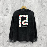 Purple Brand Distressed Long Sleeve Shirt Fashion Distressed Loose Long-sleeved Top