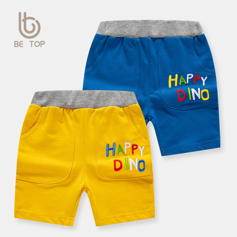 Boy Shorts Children's Pants Contrast Color Alphabet Embroidery Knitted Trousers Cotton Boys Short Pants