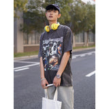 Basket Ball Star T Shirt D'angelo Russell Washed Distressed Printed T-shirt Short Sleeve Vintage Pure Cotton