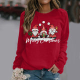 Women's Hoodies Fashion Merry Christmas Print Pullovers Long