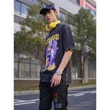 Basket Ball Star T Shirt Washed Worn-out Kelkuzma Short-Sleeved Printed T-shirt Vintage Pure Cotton