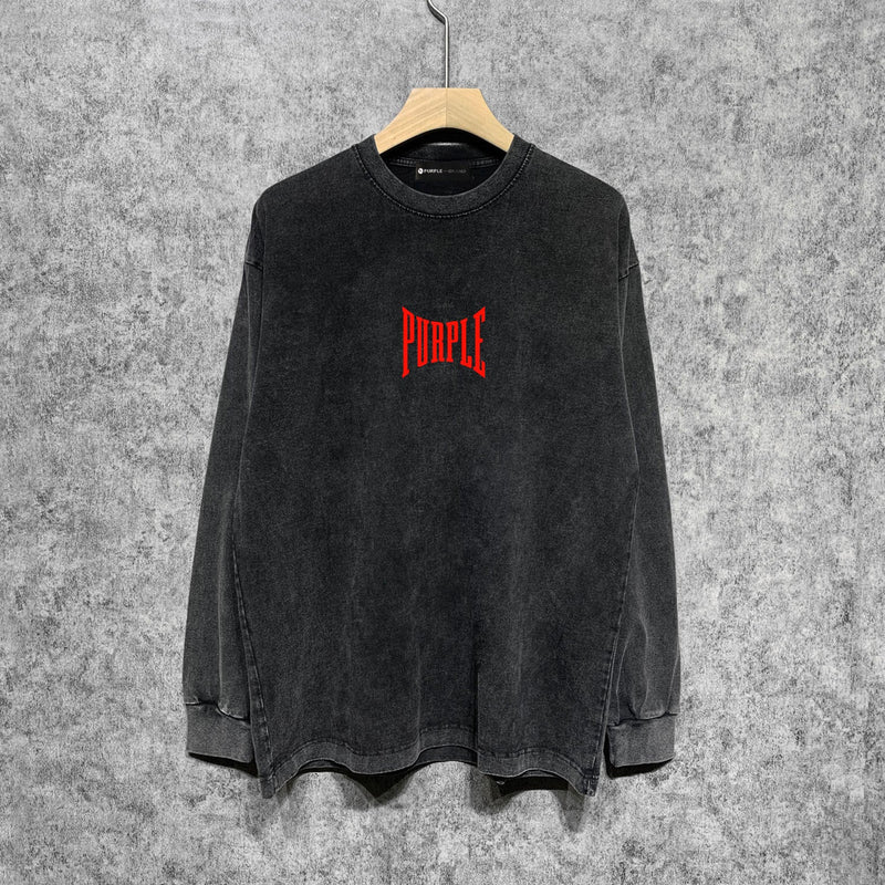 Purple Brand Distressed Long Sleeve Shirt Fashion Distressed Loose Long-sleeved Top