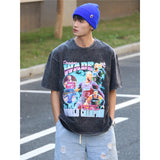 Basket Ball Star T Shirt Basketball Washed Distressed Dwyane Tyrone Wade Short Sleeve Printed T-shirt