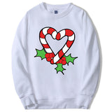 Christmas Hoodies Candy Cane Heart Hip Hop Fleece Round