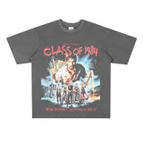 Film Star T Shirt Trendy Cotton Short Sleeve Loose American Retro T-shirt for Men and Women