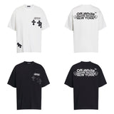 CHH Chrome Heart T Shirts Cross Color Leather Printed Short Sleeve T-Shirt Loose