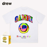Drew T Shirts Graffiti Smiley Face Short Sleeve Loose Men