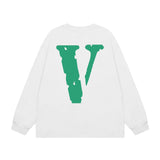 Vlone Sweatshirts Autumn and Winter Green Big V Letter Crew Neck