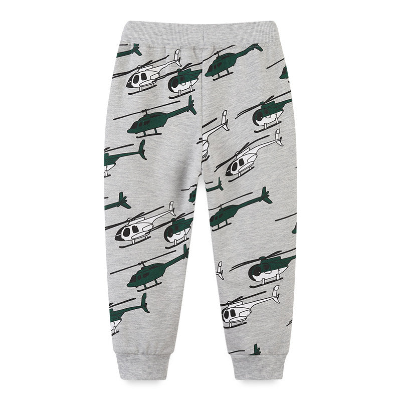 Boy Pants Children's Trousers Autumn Printed Aircraft Boys' Pants Children Sports Pants
