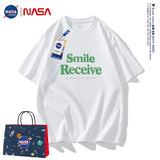 Nasa T Shirt Short Sleeve T-Shirt Men'S And Women'S Loose Half Sleeve Round Neck Summer