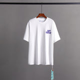 Off Whtie T Shirts Hand Print Male And Female Trendy Brand Short Sleeve