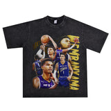 Basket Ball Star T Shirt Basketball Victor Wembanyama Washed Old American Short Sleeve Loose T-shirt