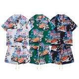 Rhude T Shirt Racing Letter Logo Casual Short Sleeve Shirt, Shorts