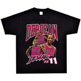 Basket Ball Star T Shirt Demar Derozan Short Sleeve Printed American T-shirt Retro Pure Cotton