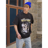 Film Star T Shirt Movie Wolf Pure Cotton Loose Nostalgic Short Sleeve American Retro T-shirt Men