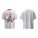 Unisex T-Shirts Powerpuff Girls Cartoon Print Casual Vintage Cotton Tee