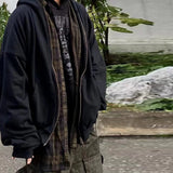 MIJKO Mens Jacket Fake Two-piece Shirt Splicing Heavy Jacket