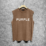 Purple Brand Distressed Tank T Shirts Distressed Sleeveless T-shirt Vest