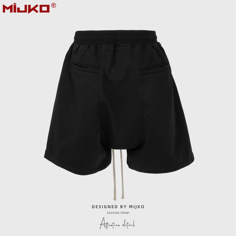 MIJKO Men Shorts Casual Pants Double Zipper Split Shorts