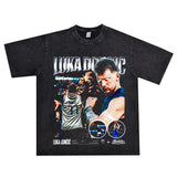 Basket Ball Star T Shirt Luka Donchevie Short Sleeve Printed Cotton T-shirt Retro Loose