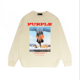 Purple Brand Long Sleeve T-Shirt Fashion Loose Long Sleeve Top