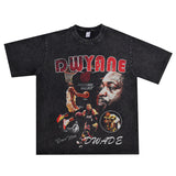 Basket Ball Star T Shirt Basketball Washed Distressed Dwyane Tyrone Wade Short Sleeve Printed T-shirt