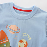 Boy T Shirt Summer Boys' T-shirt Knitted Cotton Cartoon Printed round Neck Short Sleeve T-shirt