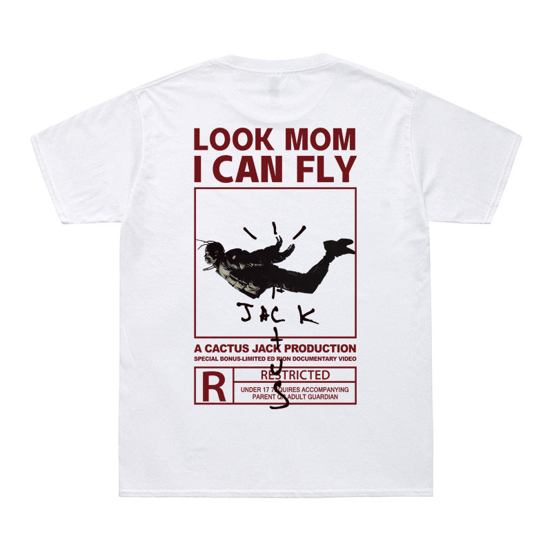 New Arrival  Summer T-Shirt LOOK MOM I CAN FLY Funny Print