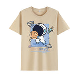 Basketball Sports T Shirt Summer Astronaut Short Sleeve T-Shirt Men And Women Loose