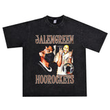 Basket Ball Star T Shirt Jalen Green Washed Distressed Printed T-Shirt Retro Short Sleeve Loose