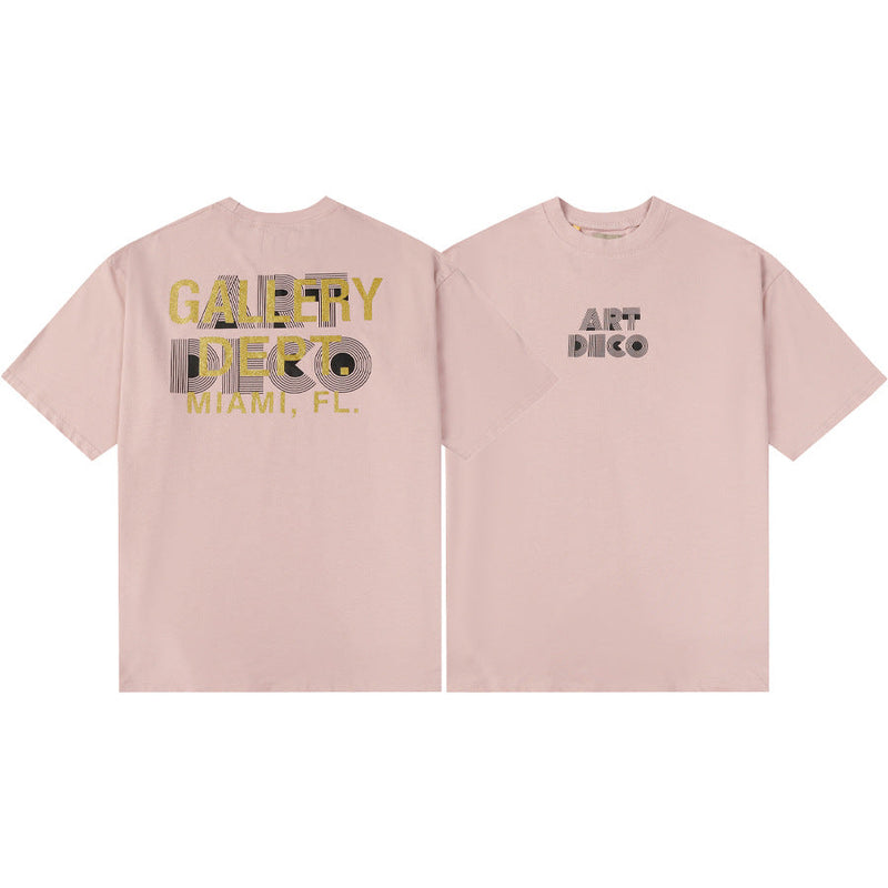 Gallery Dept T-Shirt Hand Painted Ink Splashing Alphabet Washed Retro Short Sleeve T-Shirt